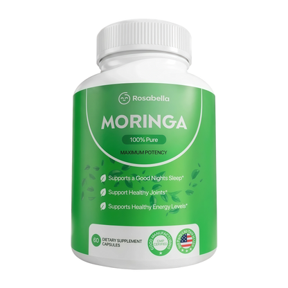 Rosabella Moringa Capsules - Pure Moringa Powder, Energy, Skin, Immune & Gut Health Superfood, Rich in Antioxidants, Essential Vitamins & Amino Acids, Natural Green Superfood Supplement