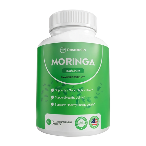Rosabella Moringa Capsules - Pure Moringa Powder, Energy, Skin, Immune & Gut Health Superfood, Rich in Antioxidants, Essential Vitamins & Amino Acids, Natural Green Superfood Supplement
