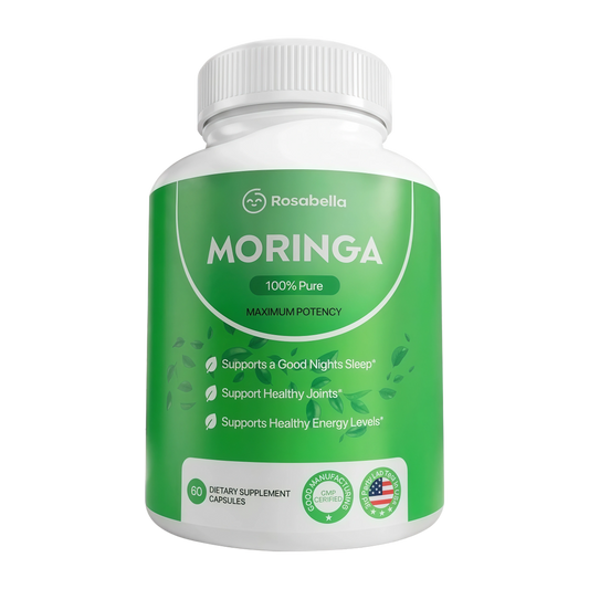 Rosabella Moringa Capsules - Pure Moringa Powder, Energy, Skin, Immune & Gut Health Superfood, Rich in Antioxidants, Essential Vitamins & Amino Acids, Natural Green Superfood Supplement